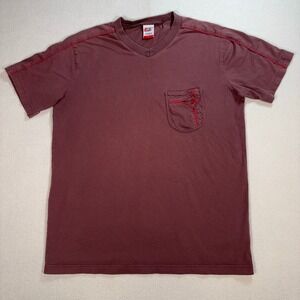 55DSL Pocket T-Shirt Men's L‎ Muted Burgundy V-Neck 100% Cotton Diesel Y2K